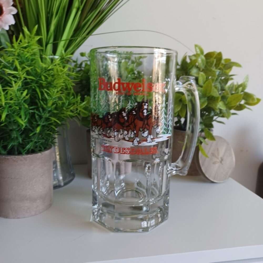Vintage 1989 Budweiser Clydesdale Horses Christmas Holiday Beer Mug | 32oz - Picture 9 of 10